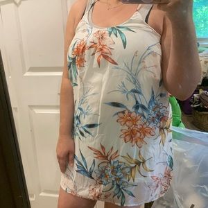 White Tropical Floral Sundress